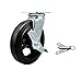 Rubber on Cast Iron Swivel Top Plate Caster w/8" x 2" Black Wheel & Top Lock Brake and Bolt on Swivel Lock - 500 lbs Capacity/Caster - Service Caster Brand