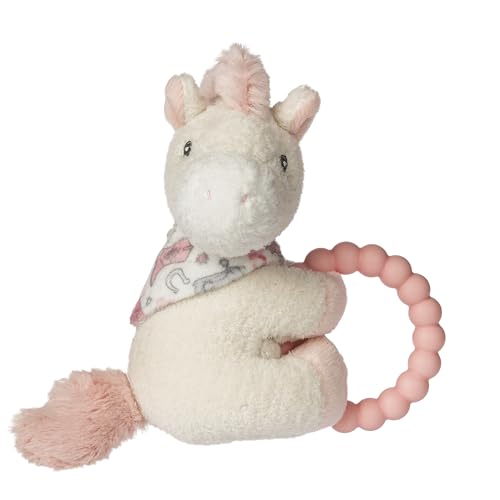 Mary Meyer Soft Baby Rattle with Soothing Teether Ring 6-Inches Cream Giddy Up Pony
