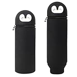 MPXEAVG Estuche 2 en 1 de Silicona Suave, Estuche Vertical Lapices, Silicona Suave, Lindos útiles Escolares (Pingüino Negro)