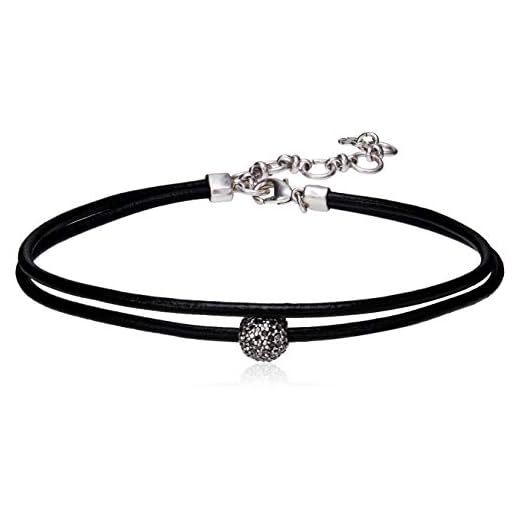 Lucky Brand Womens Leather Choker Necklace, Silver, One Size