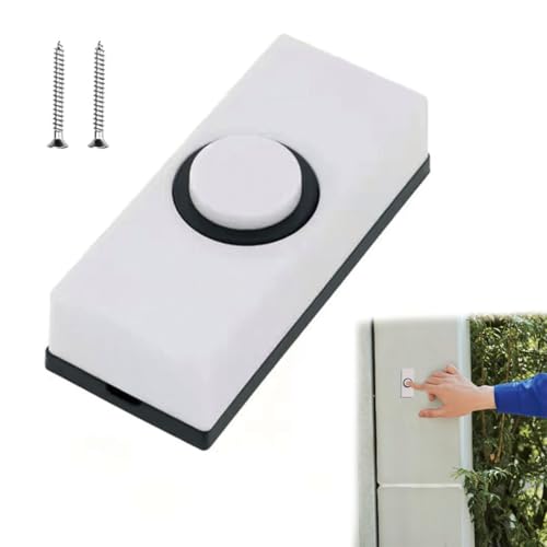 Wired Door Bell Button Wired Bell Push Universal Door Bell Push Wall Mounted Doorbell Push Button White Plastic Doorbell Button with 2Pcs Screws for Home Warehouse Garage