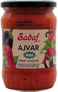 Sadaf Ajvar Mild Red Pepper Spread 19 oz - Red Pepper Paste - Vegan, Kosher - No Artificial Color-Additives and Preservatives Free