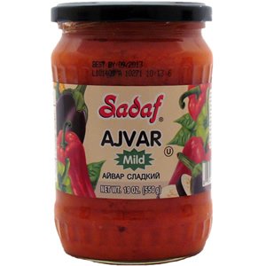 Sadaf Ajvar Mild Red Pepper Spread 19 oz - Red Pepper Paste - Vegan, Kosher - No Artificial Color-Additives and Preservatives Free