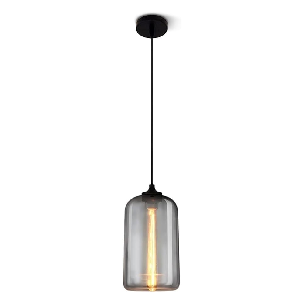 Suspension en verre gris fumé style industriel minimaliste luminaire de salle à manger