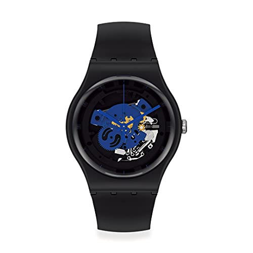 Swatch Orologio New Gent Bioceramic Lacquered So32B109 Time To Blue Big, Cinturino, Cinghia