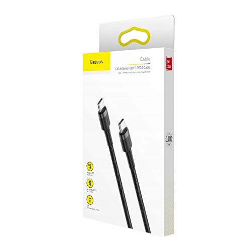 Cabo Baseus Nylon Preto Tipo C para Tipo C Turbo com 100cm