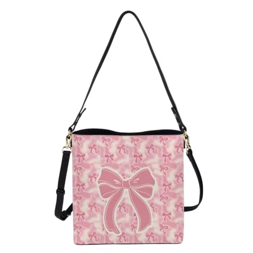 Image of HUGS IDEA Boho Bags for Women Leather Handbag Shoulder Bucket Crossbody Purse