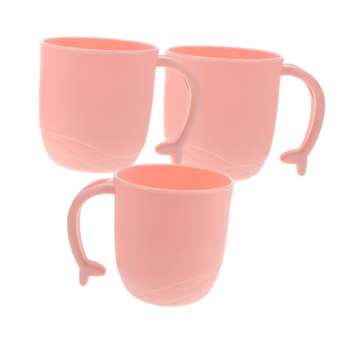 Vaguelly 3 Piezas vaso de enjuague bucal para Vasos de boca Copa de plástico para exprimidor leche tapa taza de cepillado soporte para cepillo de baño páginas rosa