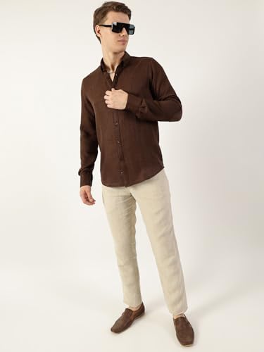 Image of Thomas Scott Men's | Solid | Full Sleeve | Regular Fit | Polyester | Button Down Collar | Casual Shirt