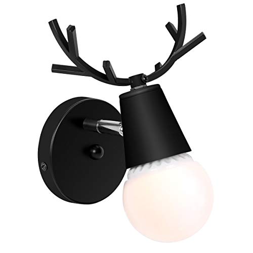 Preisvergleich Produktbild Wand-Wand-Lampe, kreative Wandleuchte Moderne Wandleuchte Einzelwandleuchte E27 Eisen Rotwild-Kopf für Art Deco Schlafzimmer, Wohnzimmer, Kinderzimmer, Restaurant