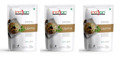 Image of Indian Kitchen Foods Freeze Dried Dairy-Free Ready to Eat Jain Upma | Instant Vegetarian /Vegan Meal - Each Rehydrated Wt. 220 gm (Pack of 3)