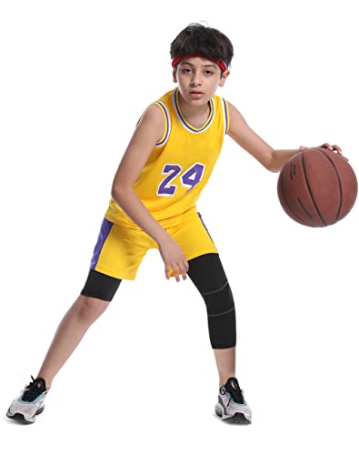 Roadbox 3/4 Boys Single Leg Youth Compression Pants For Men - Capris Tights 2 Pack Cool Dry Basketball Running Football Leggings #TOP4