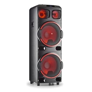 NGS WILD DUB 3-1200 W Draagbare Luidspreker, Compatibel met Bluetooth en True Wireless Stereo, Dubbele Subwoofer 15” + Dubbele Tweeter 6″ (Micro SD/USB/AUX IN/), Zwart