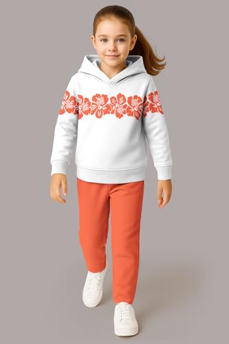 Image of HELLCAT Trendy Co-ords With Hoodie Sweatshirt and Trackpant Clothing Set for Girls.