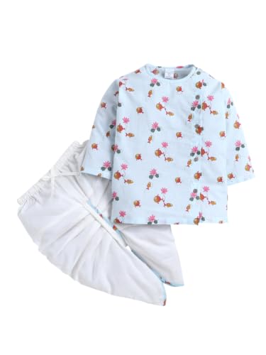 Image of POLKA TOTS Premium Cotton Dhoti Kurta Set for Kids Boys | Traditional Angrakha Style Ethnic Wear for Boys | Kurta Dhoti Set for Kids | Festive & Wedding Clothing Set for Baby