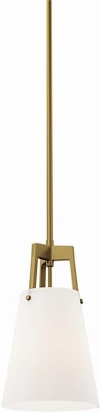 Pemberly Row Metal and Fabric Pendant Light in White and Satin Brass Finish