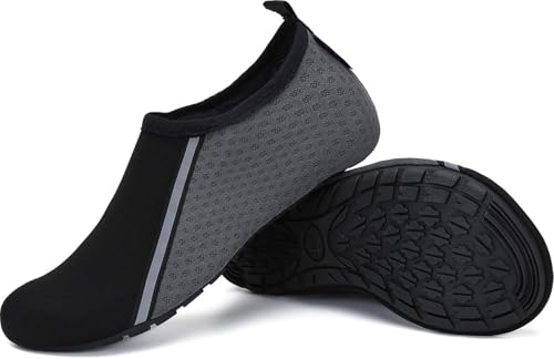 SAGUARO Escarpines Hombre Zapatillas de Agua Mujer Zapatillas Playa Secado Rápido Zapatos Agua Antideslizantes Calzado para Natacion Surf Acuaticas Piscina Gris Oscuro Gr. 36/37 EU