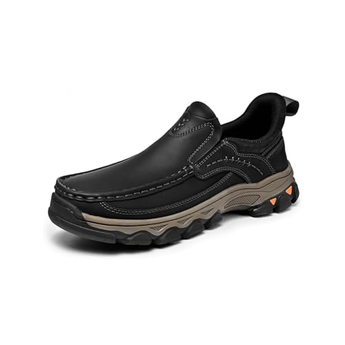 Enjerr Orthopedic Shoes Men - Arch Support, Men's Comfortable Casual Genuine Leather Slip on Loafers