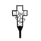 ZMYY Metal Cross Garden Stake Grave Decorations for Cemetery, Dad and Mom Cemetery Grave, Black Deco