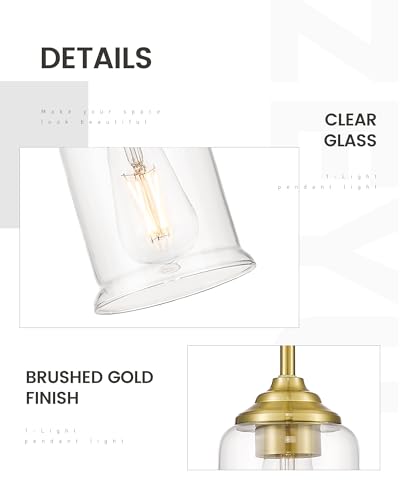 Image of zeyu 2-Pack 1-Light Glass Pendant Light with Clear Glass, ZSL104MIL-2 BG