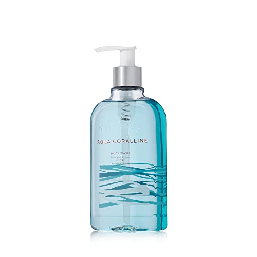 Thymes Moisturizing Body Wash with Pump - Body Soap - Bath Products - Skin Care - Liquid Soap with Notes of Water Lily, White Cyclamen, Driftwood, Yuzu, & Bamboo (Aqua Coralline, 9.25 fl oz)