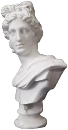 2.7 Inch Resin Apollo Belvedere Bust Statue Greek Mythology Figurine Sculpture for Sketching, Art Drawing Resin Ornament, Modern Home Decoration, White