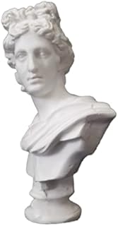 2.7 Inch Resin Apollo Belvedere Bust Statue Greek Mythology Figurine Sculpture for Sketching, Art Drawing Resin Ornament, Modern Home Decoration, White