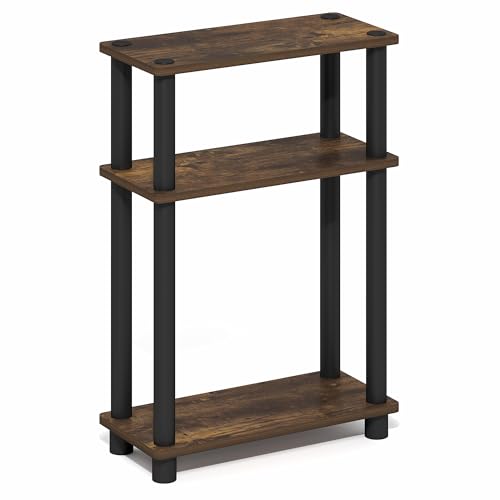 Furinno Turn-N-Tube Narrow Night Stand, 3-Tier Rectangular Nightstand with Storage Shelf, Slim Toolless Bedside Table, End Table, Side Table, for Bedroom, Closet, Dorm, Amber Pine - image 5