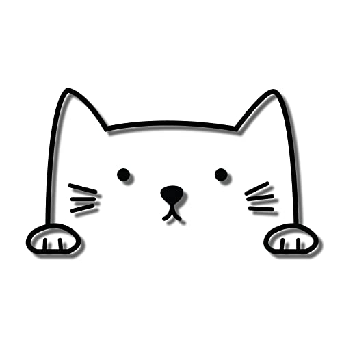 Peeking Cat Decal - Sticker Bomb Vinyl Decal For Car Truck, Computer, Anywhere! Premium 6 Year Outdoor Vinyl (White, 1) #TOP1