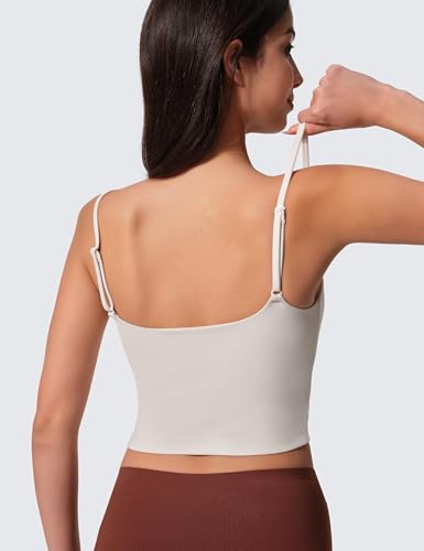 Image of Womens Scoop Neck Longline Sports Bra U Back Adjustable Strap Double Lined Workout Crop Tank Top with Built in Pads