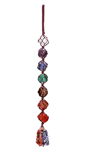 CrystalTears 7 Chakra Crystal Hanging Ornament Handmade Healing Gemstone Hanging for Home Bedroom Wall Window Decoration Positive Energy Crystal Gifts for Women Christmas Birthday