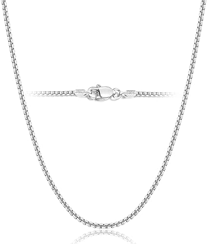Andsion Real 925 Sterling Silver Chain Necklace for Women & Men, 2.0mm Box Chain Silver Chain Shiny & Sturdy Necklace Chain Women's Chain Necklace 22 Inch