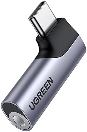 UGREEN 90 Degree USB C to 3.5mm Audio Adapter Headphone Dongle Grey