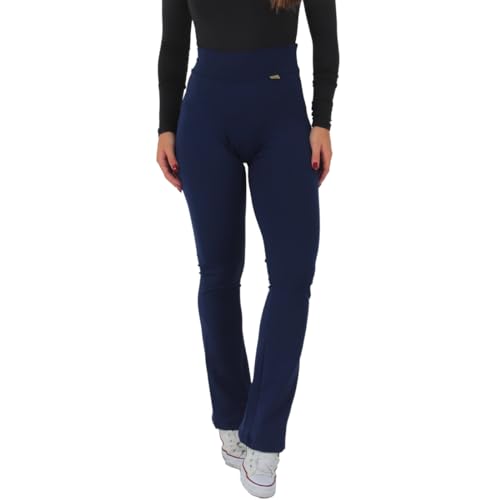 Kit com 2 Leggings Feminina Flares Suplex Cós Alto Click Mais Bonita (G, Preto)