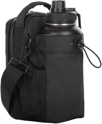 Oasisgalore Magnetic Gym Water Bottle Holder Bag with Phone Pockets & Accessories Organizer, Adjustable Strap for Men/Women Fitness Accessories for Gym (Black), Black, 1.3 ليتر, A