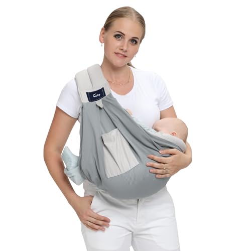 CUBY Mesh Baby Sling Carrier, Breathable Lightweight Baby Wraps Sling with Adjustable Strap- Easy to Wearing Soft Front Facing Baby Slings for Newborn...