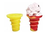 Ice Cream Cone Reusable Flexible Perfect For Kids and Adults, Full Size, Ideal Gift, Change Color With Ice Touch, BPA Free - Yellow-Red