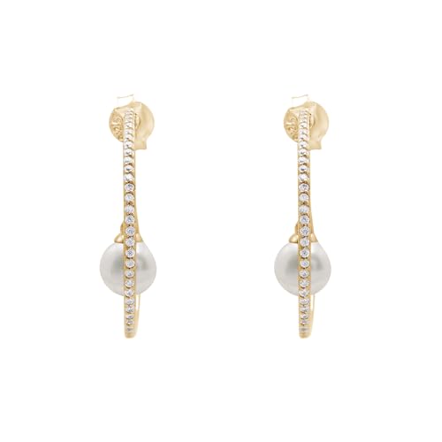 Créoles perle ronde argent 925 doré boucles d'oreilles femme