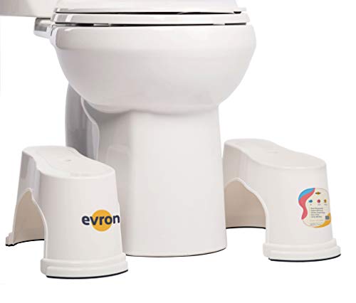 Evron Toilet Stool 7" Bathroom Squatting Toilet Step Stool For Potty Assistance,Original Compact Flexible Distance Adjustment Poop Stool Stackable Design For Space Saving Storage(White 2 Pairs) #TOP7