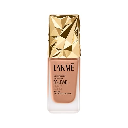 Image of LAKME Be-Jewel Luminous Skin Tint, 25ml, for Radiant, Smooth and Luminous Finish, with Light-Reflecting Polymers, 24HR Filter-Like Wear, Foundation for Women Dry Skin, for Women-Cool Cinnamon