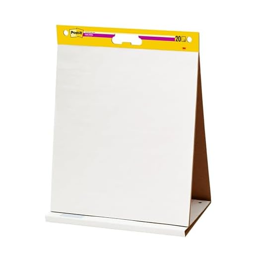 Post-it Super Sticky Tabletop Easel Pad, Great for Virtual Teachers and Students, 20 x 23 Inches, 20 Sheets/Pad, 1 Pad (563R), Portable White Premium Self Stick Flip Chart Paper, Built-in Easel Stand