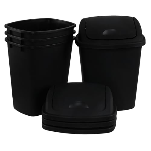 Caneca de basura rectangular de plástico 10 galones, pack 4 negro