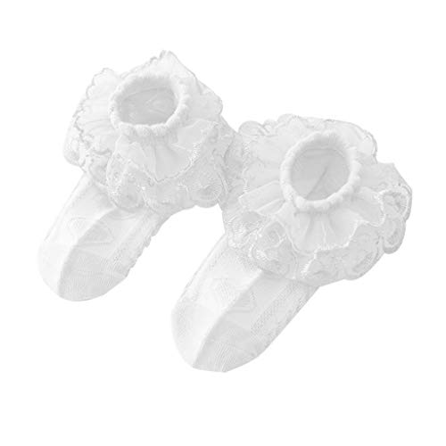 Manyo. Chaussettes Bébé Fille Dentelle, Chaussettes Hautes Coton Chaussette Personnalisé Été Accessoire Bébé Photo (Blanc, pour 1-3 ans)