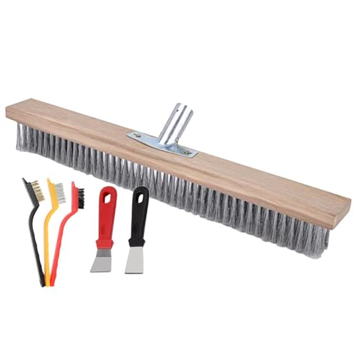 Escoba exterior Servicio pesado: cepillo deslizante de acero, barredora de patio resistente, limpiador de suelos para resistencia industrial, cerdas rígidas duraderas | Herramienta de limpieza