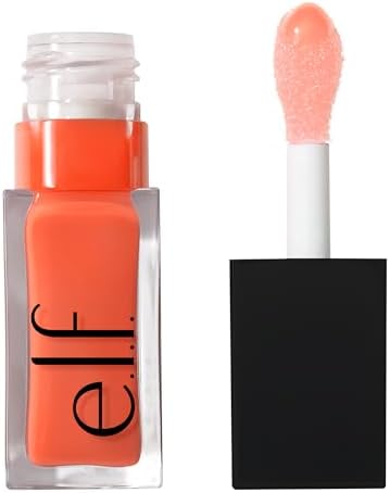e.l.f. Glow Reviver Lip Oil, Nutritivo, Aceite de labios tintado para un acabado de alto brillo, enriquecido con aceite de jojoba, vegano y libre de crueldad animal, fijación de coral