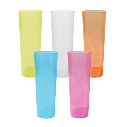 TELEVASO - 50 Unidades - Vaso Tubo 330 ml Reutilizable Ligero - Polipropileno (PP) - Colores Surtidos - Vaso ecológico Libre de BPA, Ideal para Cerveza, cubatas, Agua