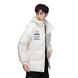 Chaqueta de plumón informal para hombre, cálida, a prueba de frío y desmontable, con capucha, blanco, M