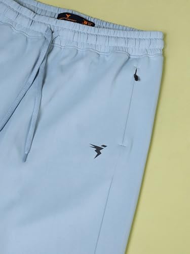 Image of TECHNOSPORT Men's Slim Fit Track Pants with Zip Pockets, ELASTO Plus Quick Dry Stretchable Lightweight Lower for Gym Running Yoga and Sports