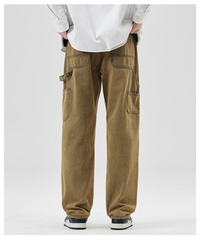 Jeans Pants Trousers Denim Spring Washed Vintage Blue Men's Loose Straight Large2