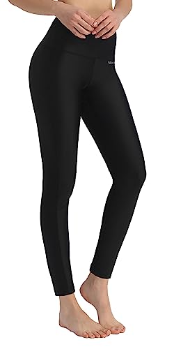 Ubestyle Upf 50+ High Waist Women's Leggings Swimming Tights Sun Protective (L, Black) #TOP2